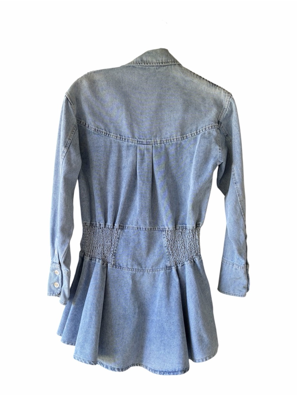 MON RENN Lain Denim Mini Dress Size Small Fits Size 6 Western Fit & Flare - Picture 3 of 8